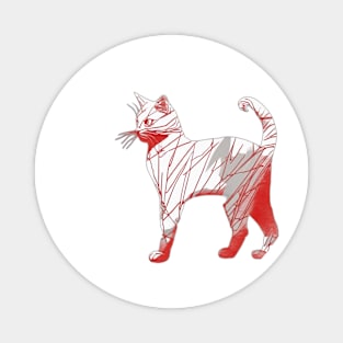 Abstract Red Line Art Cat Design No. 561 Magnet